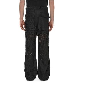 Dries Van Noten SS22 Potter Laser-Cut Black Baggy Pants mens size large